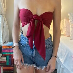 Multiwear Maroon/Burgundy Tie Top